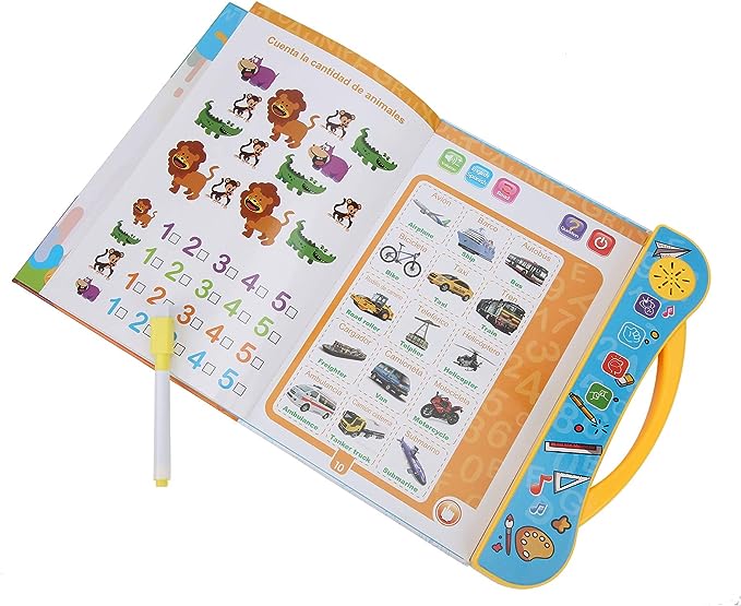 LIBRO INTERACTIVO TÁCTIL CON SONIDO ESPAÑOL / INGLES 2023